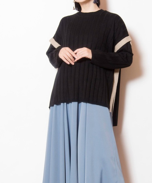 OSMOSIS（オズモーシス）の「ワイドリブニットプルオーバー（ニット/セーター・レディース・グレー/ブラック/ベージュ/ライトグリーン・ONE SIZE）」の2枚目の写真