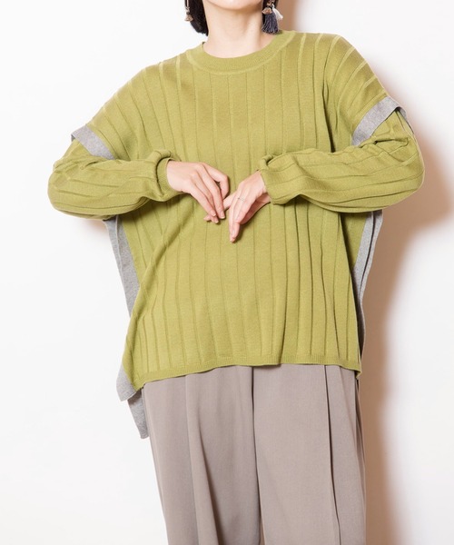 OSMOSIS（オズモーシス）の「ワイドリブニットプルオーバー（ニット/セーター・レディース・グレー/ブラック/ベージュ/ライトグリーン・ONE SIZE）」の18枚目の写真