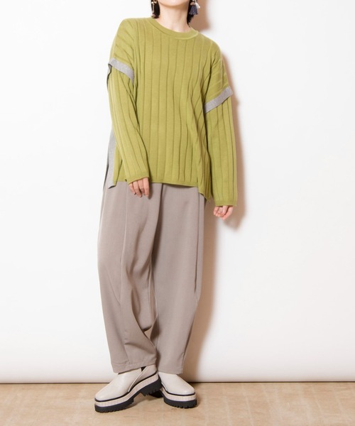 OSMOSIS（オズモーシス）の「ワイドリブニットプルオーバー（ニット/セーター・レディース・グレー/ブラック/ベージュ/ライトグリーン・ONE SIZE）」の21枚目の写真