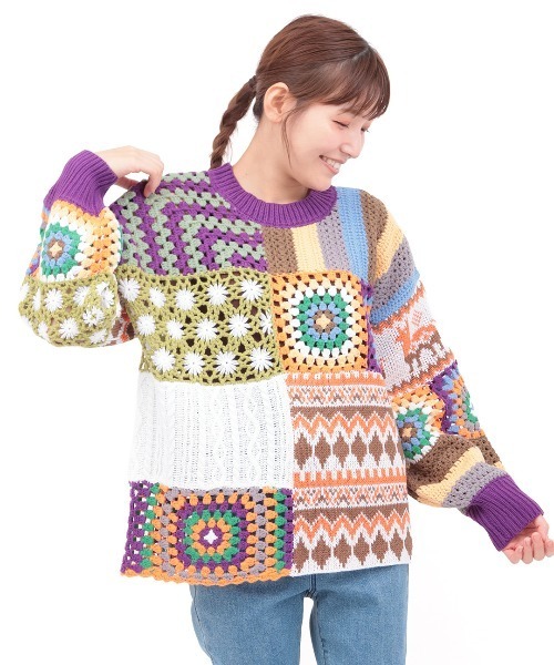 チチカカ（チチカカ）の「Rico パッチクロシェニットプルオーバー（ニット/セーター・レディース・カラフル・FREE）」の4枚目の写真