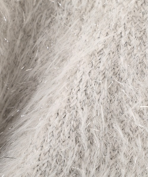 セール】◇ラメフェザービッグカラーニットブルゾン（ニット/セーター