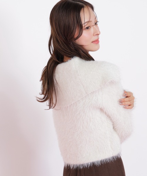JILL by JILL STUART(ジルバイジルスチュアート)の「◇ラメフェザービッグカラーニットブルゾン(ニット/セーター・レディース・ホワイト/グリーン/グレー・FREE)」の21枚目の写真