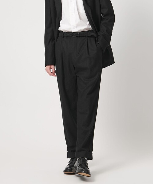 District＞ウールギャバジン ウォッシュド ワイド 1プリーツ