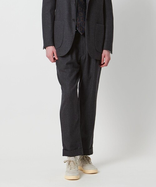 District（ディストリクト）の「＜District＞ウールギャバジン ウォッシュド ワイド 1プリーツパンツ（スラックス・メンズ・ブラック/ダークグレー・M/L/S/XL）」の3枚目の写真