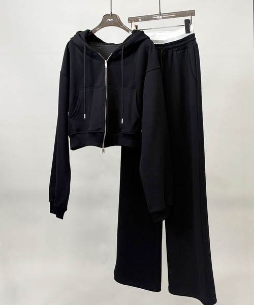 セール】【セットアップ】4color/クロップジップパーカー＆ワイド