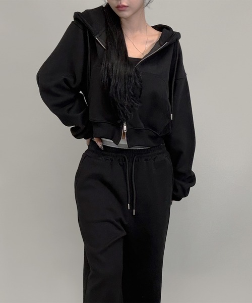 セットアップ】4color/クロップジップパーカー＆ワイドスウェット