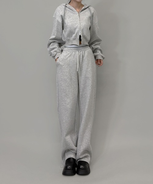 セール】【セットアップ】4color/クロップジップパーカー＆ワイド