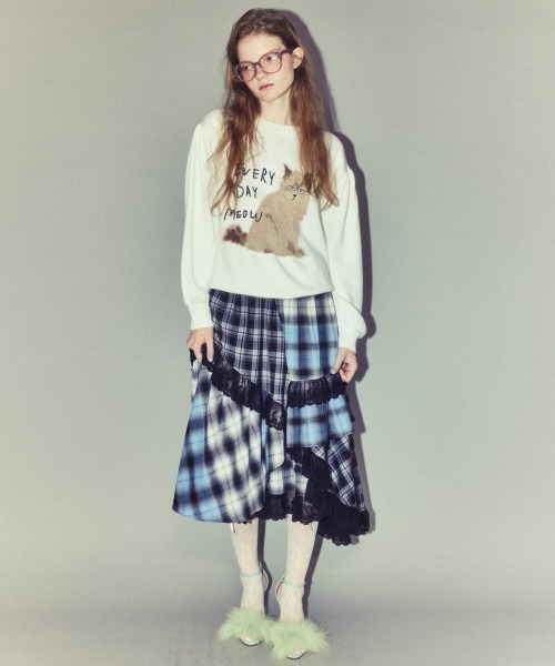 Candy Stripper（キャンディストリッパー）の「LACE CHECK スカート（スカート・レディース・レッド/ライトブルー/イエロー・FREE）」の4枚目の写真