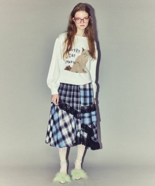 Candy Stripper（キャンディストリッパー）の「LACE CHECK スカート（スカート・レディース・レッド/ライトブルー/イエロー・FREE）」の5枚目の写真