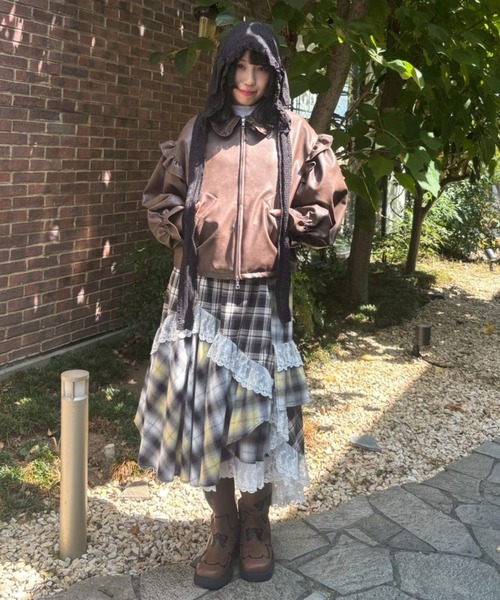 Candy Stripper（キャンディストリッパー）の「LACE CHECK スカート（スカート・レディース・レッド/ライトブルー/イエロー・FREE）」の6枚目の写真