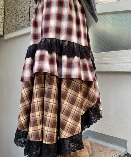 Candy Stripper（キャンディストリッパー）の「LACE CHECK スカート（スカート・レディース・レッド/ライトブルー/イエロー・FREE）」の14枚目の写真