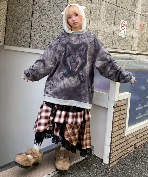 Candy Stripper（キャンディストリッパー）の「LACE CHECK スカート（スカート・レディース・レッド/ライトブルー/イエロー・FREE）」の10枚目の写真