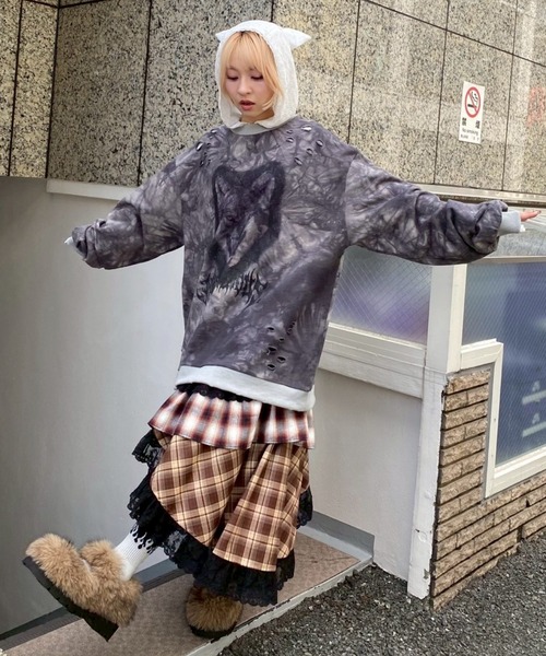 Candy Stripper（キャンディストリッパー）の「LACE CHECK スカート（スカート・レディース・レッド/ライトブルー/イエロー・FREE）」の11枚目の写真