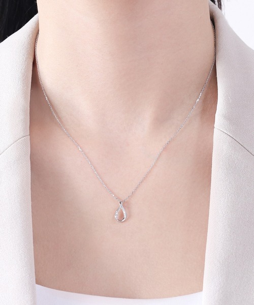 その他 ESTELLE シルバー キュービックジルコニア しずく ネックレス ESTELLE