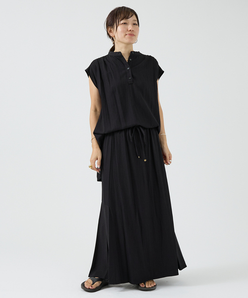 DESIGNWORKS(デザインワークス)の「【セットアップ対応】レーヨンフレンチスリーブブラウス(シャツ/ブラウス・レディース・ベージュ/ブラック・フリー)」の12枚目の写真