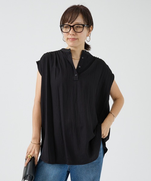 DESIGNWORKS(デザインワークス)の「【セットアップ対応】レーヨンフレンチスリーブブラウス(シャツ/ブラウス・レディース・ベージュ/ブラック・フリー)」の22枚目の写真