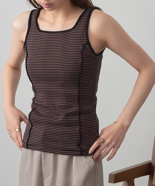 MILLER(ミラー)の「【Robert P. Miller】リブスクエアタンク RM261-2262(タンクトップ・レディース・ブルー/アイボリー/ブラック/イエロー/ブラウン/レッド/グリーン/その他6/レッド系その他2/マルチ/その他3/その他4/その他2/その他5/ネイビー/ライトグレー・FREE)」の4枚目の写真