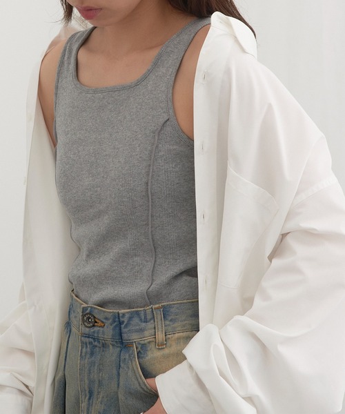 MILLER(ミラー)の「【Robert P. Miller】リブスクエアタンク RM261-2262(タンクトップ・レディース・ブルー/アイボリー/ブラック/イエロー/ブラウン/レッド/グリーン/その他6/レッド系その他2/マルチ/その他3/その他4/その他2/その他5/ネイビー/ライトグレー・FREE)」の3枚目の写真