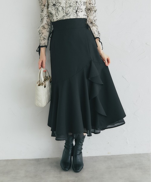 サイドレースアップアシメラッフルフリルスカート（スカート）｜tocco