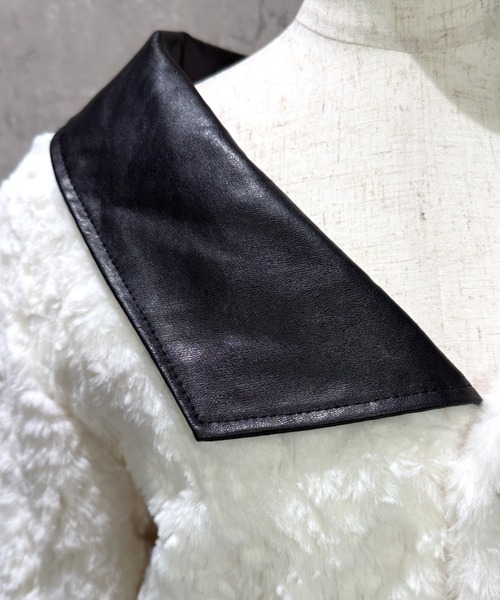 Mejoul（メジュール）の「【2025秋冬新作】リボンPU切り替え バイカラーフェイクファーコート（その他アウター・レディース・ホワイト・L/M）」の13枚目の写真