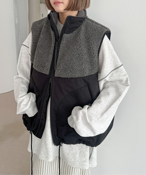 PILIT(ピリット)の「ボア切替 中綿ベスト(その他アウター・レディース・アイボリー/ブラック・MEDIUM)」の20枚目の写真