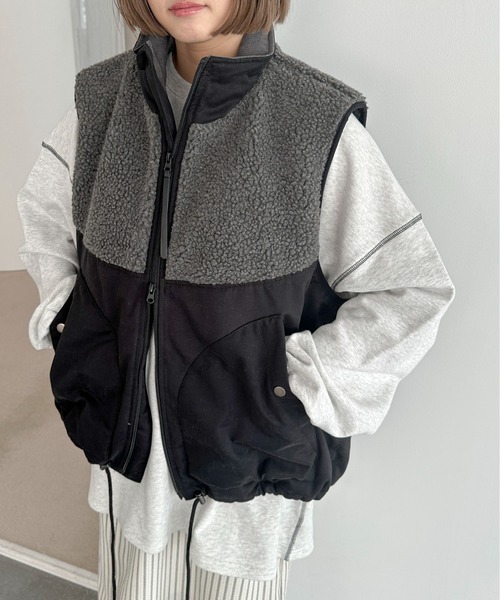PILIT(ピリット)の「ボア切替 中綿ベスト(その他アウター・レディース・アイボリー/ブラック・MEDIUM)」の21枚目の写真