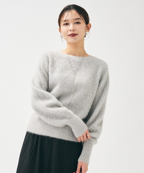 UNTITLED(アンタイトル)の「【ふわふわニット/前後2WAY】フォックスカシミヤカーディガン(カーディガン/ボレロ・レディース・ライトグレー/ライトグリーン/ブラウン系/ナチュラル・00/02/04/44/48)」の8枚目の写真