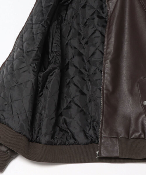 CORISCO（コリスコ）の「フェイクレザー薄中綿スタンドブルゾン(M1)（ブルゾン・メンズ・ブラウン/ブラック/ダークブラウン・LARGE/MEDIUM/X-LARGE）」の5枚目の写真