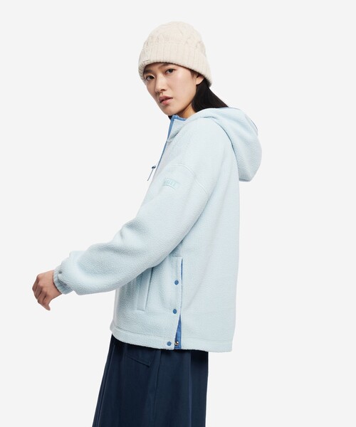 AIGLE（エーグル）の「ポーラーテック ハーフジップフリースパーカー / POLARTEC THERMAL PRO（パーカー・レディース・ライトブルー/ホワイト・36/38）」の15枚目の写真