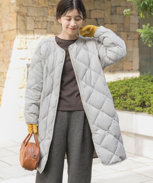ライトダウンキルトロングコート｜冬服/暖かい/保温/軽量/通勤着/ノー