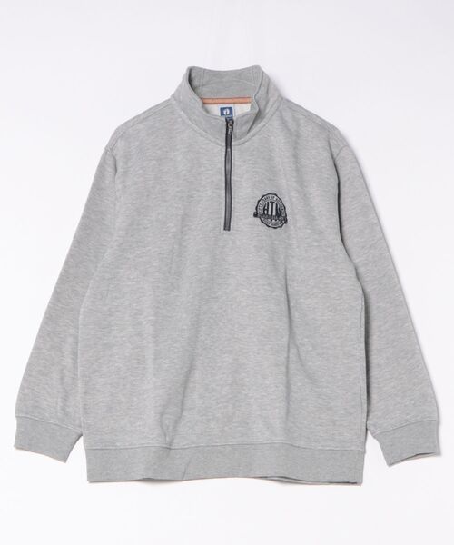 HANGTEN(ハンテン)の「【HANGTEN/ハンテン】起毛ハーフZIPトレーナー/スウェット 長袖 スタンドカラー ハイネック ジップアップ カジュアル ストリート アメカジ スポーツ アウトドア(スウェット・メンズ・ネイビー/ダークグリーン/グレー/ブラック・LARGE/X-LARGE/MEDIUM)」の2枚目の写真