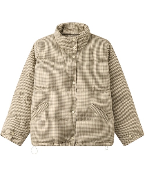 AMAJI(アマジ)の「チェック柄 中綿ダウンジャケット(ダウンジャケット/コート・レディース・ベージュ・MEDIUM/LARGE)」の3枚目の写真