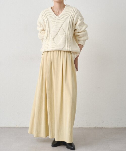 LOUNGEDRESS（ラウンジドレス）の「ケーブルVニット（ニット/セーター・レディース・アイボリー/レッド/ネイビー・FREE）」の4枚目の写真