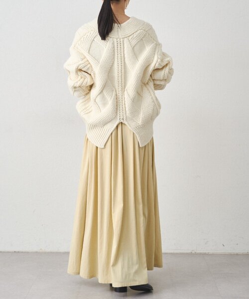 LOUNGEDRESS（ラウンジドレス）の「ケーブルVニット（ニット/セーター・レディース・アイボリー/レッド/ネイビー・FREE）」の7枚目の写真