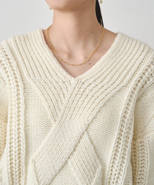 LOUNGEDRESS（ラウンジドレス）の「ケーブルVニット（ニット/セーター・レディース・アイボリー/レッド/ネイビー・FREE）」の16枚目の写真