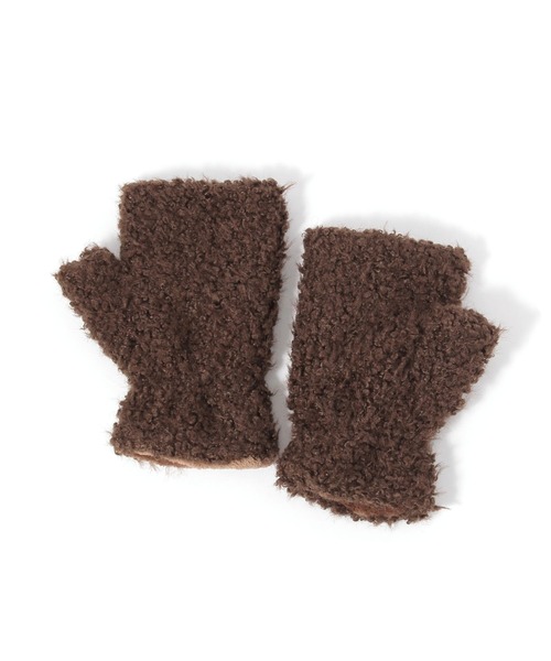 LAKOLE（ラコレ）の「カーリーファーアームウォーマー / 587918（アームカバー・レディース・オフホワイト/ブラウン・FREE）」の4枚目の写真