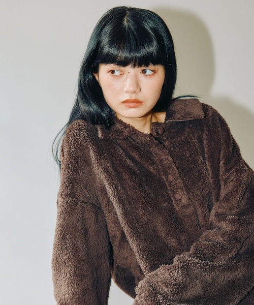 niko and...（ニコアンド）の「[MODE NORM CORE] フワフワルーズポロプルオーバー（ポロシャツ・レディース・ブラウン/ブラック/アイボリー・MEDIUM/LARGE）」の2枚目の写真