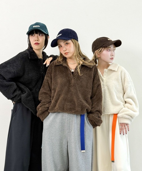 niko and...（ニコアンド）の「[MODE NORM CORE] フワフワルーズポロプルオーバー（ポロシャツ・レディース・ブラウン/ブラック/アイボリー・MEDIUM/LARGE）」の4枚目の写真