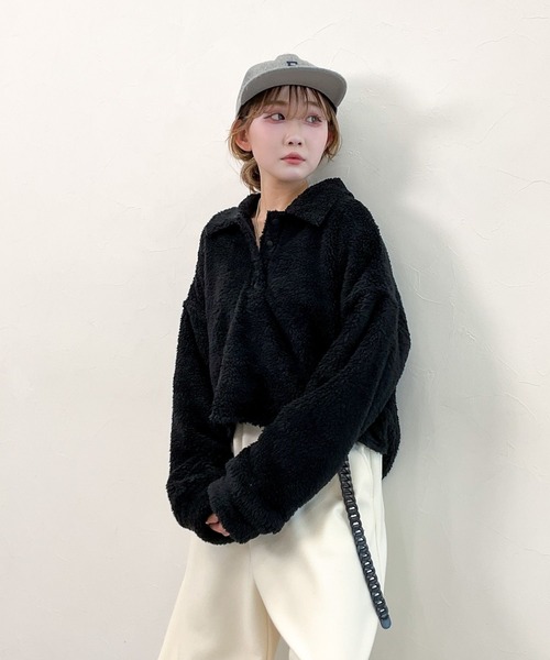 niko and...（ニコアンド）の「[MODE NORM CORE] フワフワルーズポロプルオーバー（ポロシャツ・レディース・ブラウン/ブラック/アイボリー・MEDIUM/LARGE）」の6枚目の写真