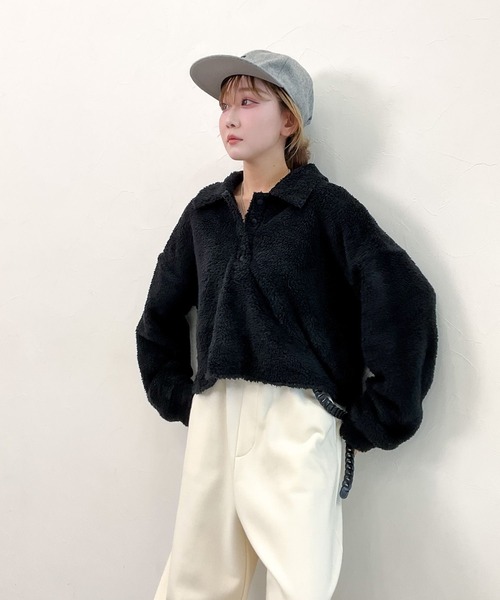 niko and...（ニコアンド）の「[MODE NORM CORE] フワフワルーズポロプルオーバー（ポロシャツ・レディース・ブラウン/ブラック/アイボリー・MEDIUM/LARGE）」の7枚目の写真