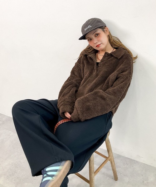 niko and...（ニコアンド）の「[MODE NORM CORE] フワフワルーズポロプルオーバー（ポロシャツ・レディース・ブラウン/ブラック/アイボリー・MEDIUM/LARGE）」の12枚目の写真