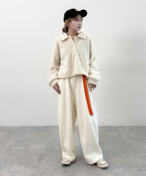 niko and...（ニコアンド）の「[MODE NORM CORE] フワフワルーズポロプルオーバー（ポロシャツ・レディース・ブラウン/ブラック/アイボリー・MEDIUM/LARGE）」の17枚目の写真