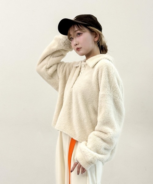 niko and...（ニコアンド）の「[MODE NORM CORE] フワフワルーズポロプルオーバー（ポロシャツ・レディース・ブラウン/ブラック/アイボリー・MEDIUM/LARGE）」の18枚目の写真