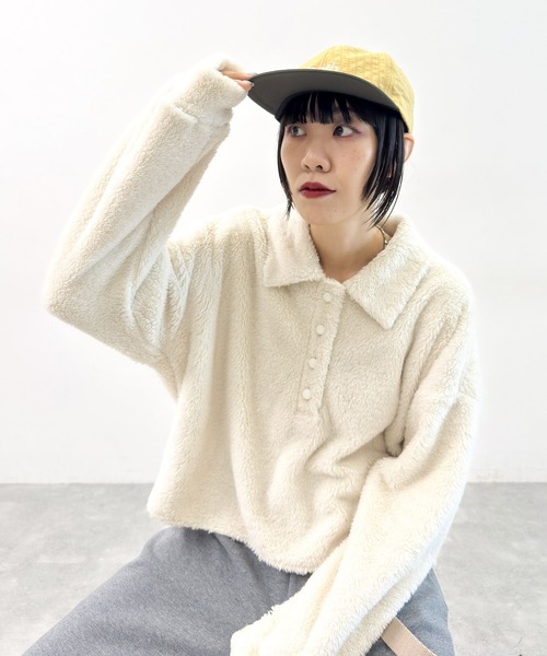 niko and...（ニコアンド）の「[MODE NORM CORE] フワフワルーズポロプルオーバー（ポロシャツ・レディース・ブラウン/ブラック/アイボリー・MEDIUM/LARGE）」の21枚目の写真