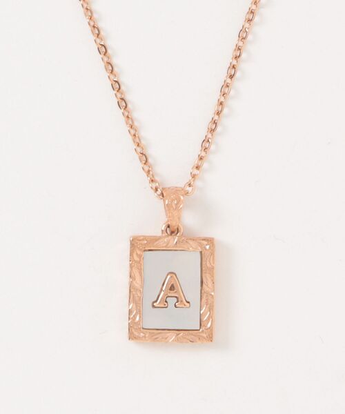 セール】shell initial necklace （ピンク）【リバーシブル仕様 