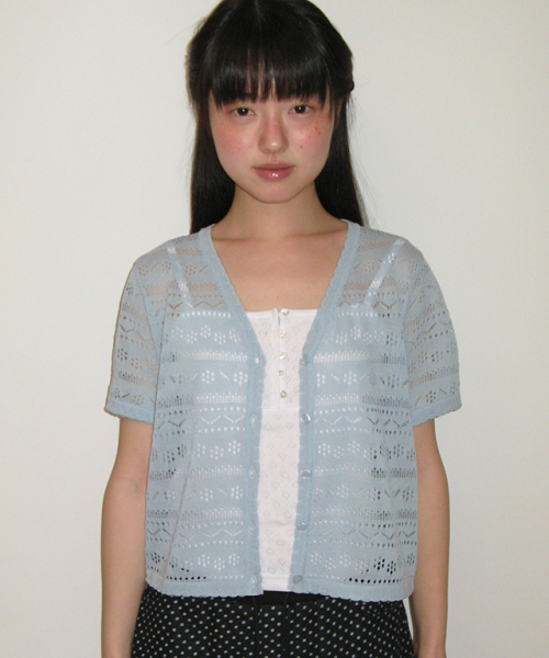 RONRON(ロンロン)の「BREEZY SCOTCH SUMMER KNIT CARDIGAN SKY(カーディガン/ボレロ・レディース・その他・FREE)」の1枚目の写真