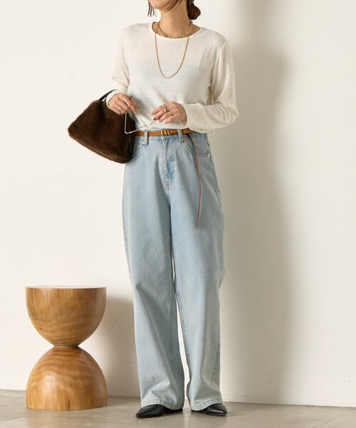 Jena espace merveilleux（ジェナ　エスパスメルヴェイユ）の「ストレッチジャガードカットソー（Tシャツ/カットソー・レディース・ブラック/オフホワイト・FREE）」の3枚目の写真