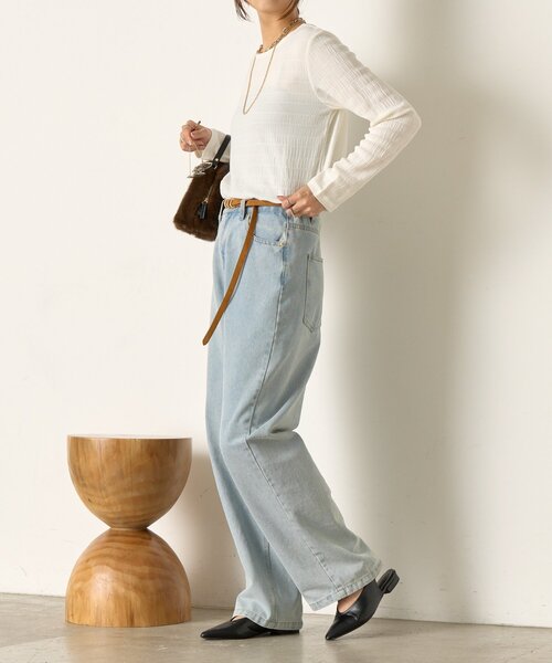 Jena espace merveilleux（ジェナ　エスパスメルヴェイユ）の「ストレッチジャガードカットソー（Tシャツ/カットソー・レディース・ブラック/オフホワイト・FREE）」の4枚目の写真