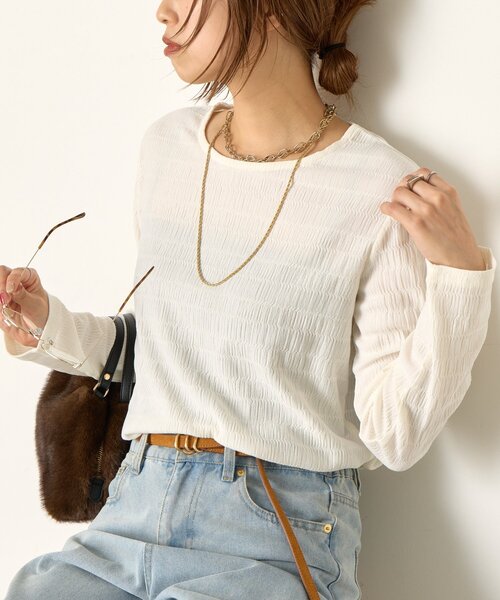 Jena espace merveilleux（ジェナ　エスパスメルヴェイユ）の「ストレッチジャガードカットソー（Tシャツ/カットソー・レディース・ブラック/オフホワイト・FREE）」の8枚目の写真