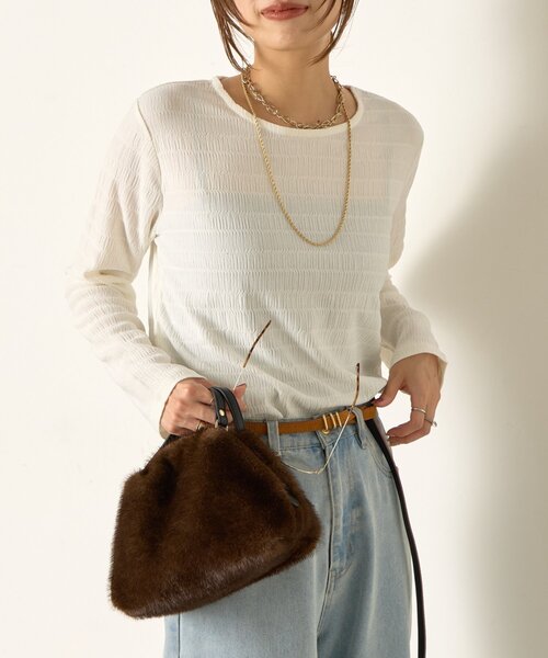 Jena espace merveilleux（ジェナ　エスパスメルヴェイユ）の「ストレッチジャガードカットソー（Tシャツ/カットソー・レディース・ブラック/オフホワイト・FREE）」の10枚目の写真